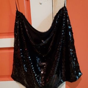 Black sequined mini skirt